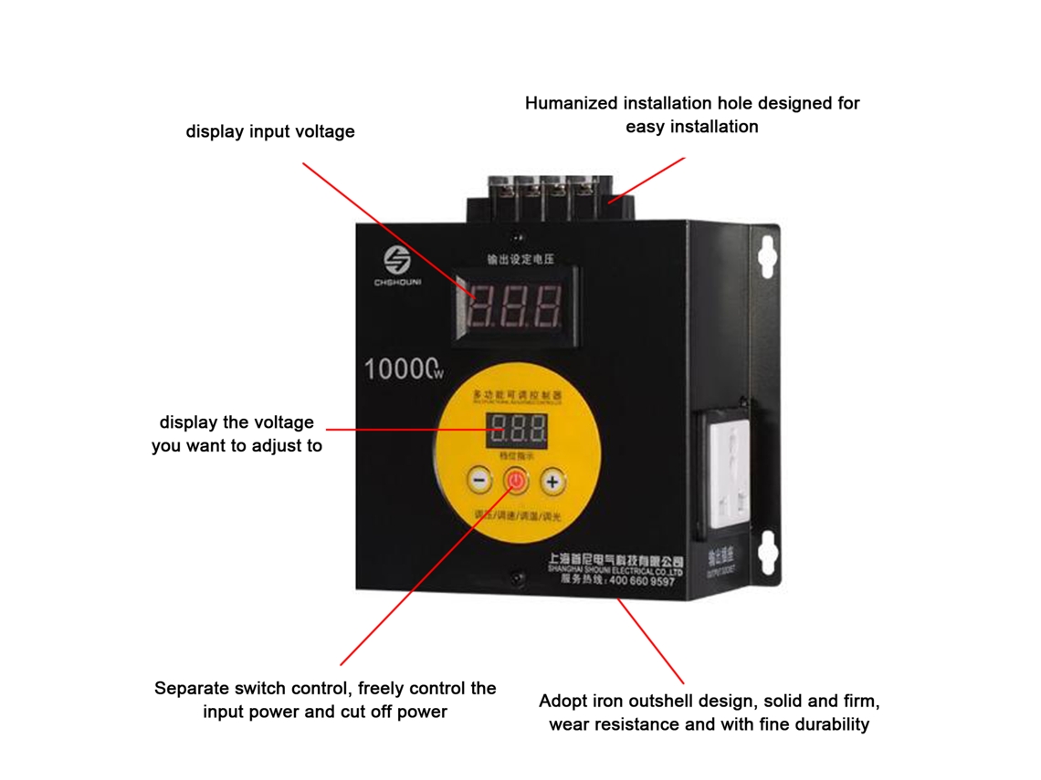 Regulador De Voltaje Variable Portátil De 10000 W Con Ajuste De Velocidad, Control De Temperatura Y Luz.