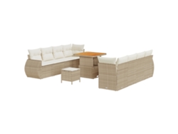 Conjunto de sofás de jardín Vidaxl 11 con cojines en polipropileno beige y ratán de acacia