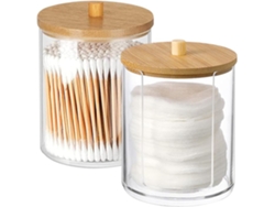 2 Cajas Con Tapas De Madera A Prueba De Polvo Y Humedad Para Hisopos De Algodón.