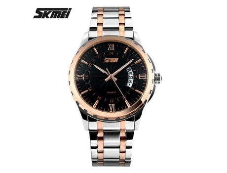 Relojes de Cuarzo para Hombre Relojes de Pulsera Impermeables con Fecha,Reloj Luminoso de Acero Inoxidable-Tira Dorada Negra LUUCOZK