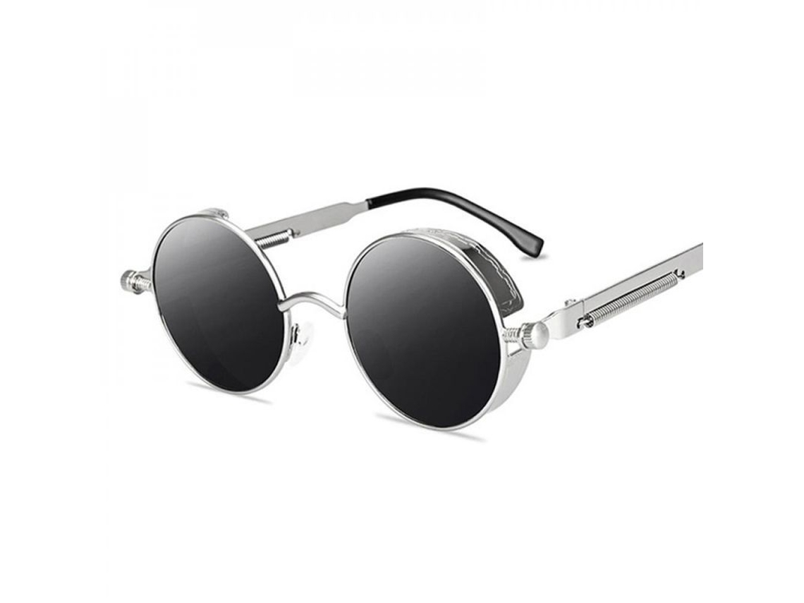 Gafas De Sol Redondas Para Hombre Y Mujer, Diseño Gótico Steampunk Metal Retro Vintage, Lentes Espejadas.