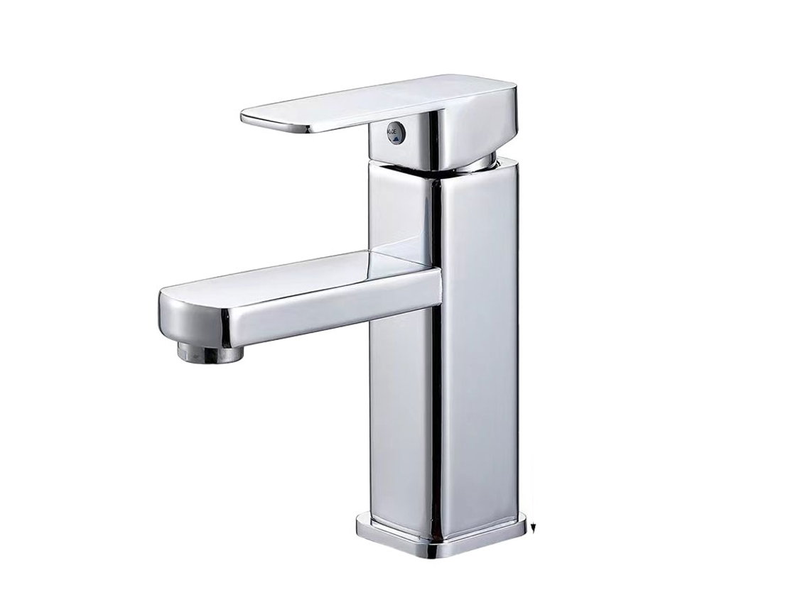 Grifo para lavabo de baño, montaje sobre encimera, color plateado