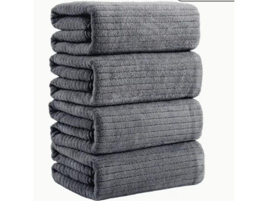 Conjunto De Toallas Siurn Extra Grandes Absorbente Secado Gris - 4pcs (90x180)