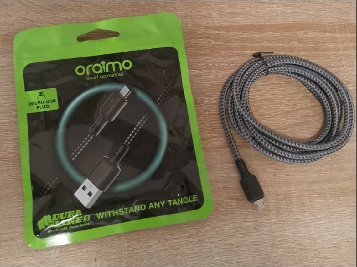 Cable De Datos Micro-usb Oraimo De 1,5 M Y 2,1 A Con Conectores Sr Reforzados Y Trenzado De Nailon.