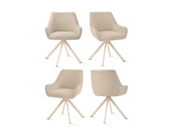 Sillas De Comedor Goeurvant 1178(pack De 4, Beige, Tela)