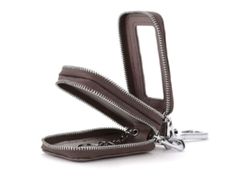 2026rebe-estuche Para Llaves De Coche De Cuero Mini De Doble Capa, Llavero (café)