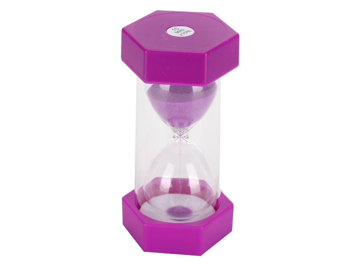 Reloj de arena portátil para niños, 10 minutos, morado