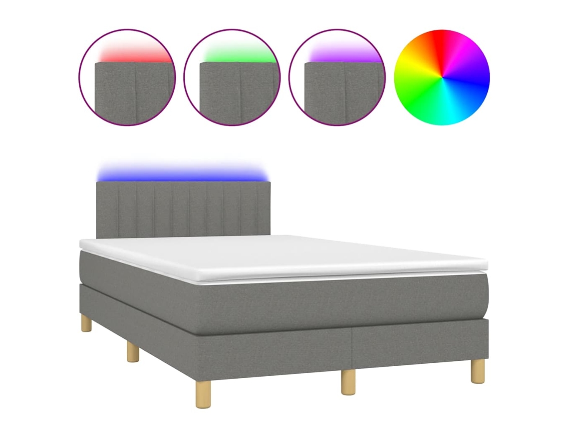 Maison Exclusive - Cama Box Spring Con Colchón Y Led Tela Marrón Oscuro 120x190 Cm
