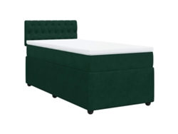 Maison Exclusive - Cama Box Spring Con Colchón Terciopelo Verde Oscuro 90x200 Cm