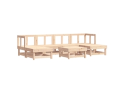 Conjunto 7 Juego de muebles de jardín VIDAXL madera maciza de pino (61 x 61 x 62 cm)