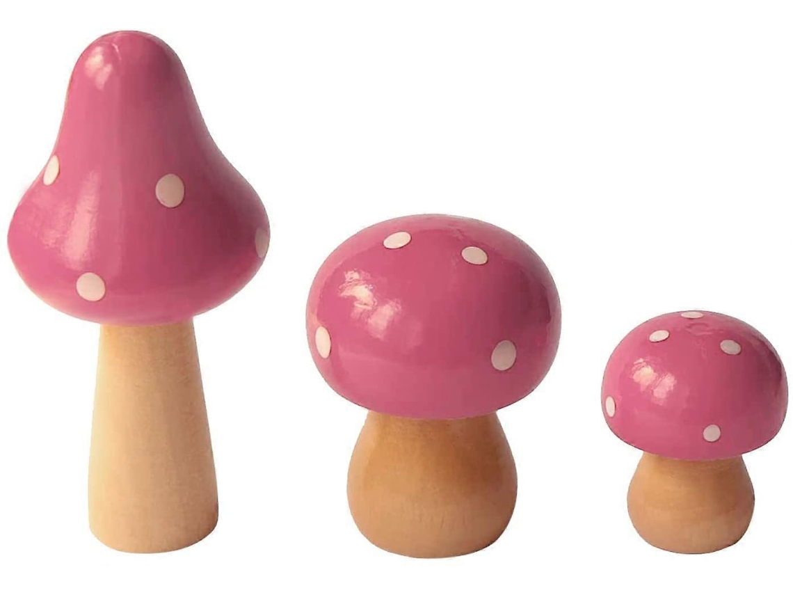 Set de setas de madera natural, 3 tamaños - Mushroom Fairy