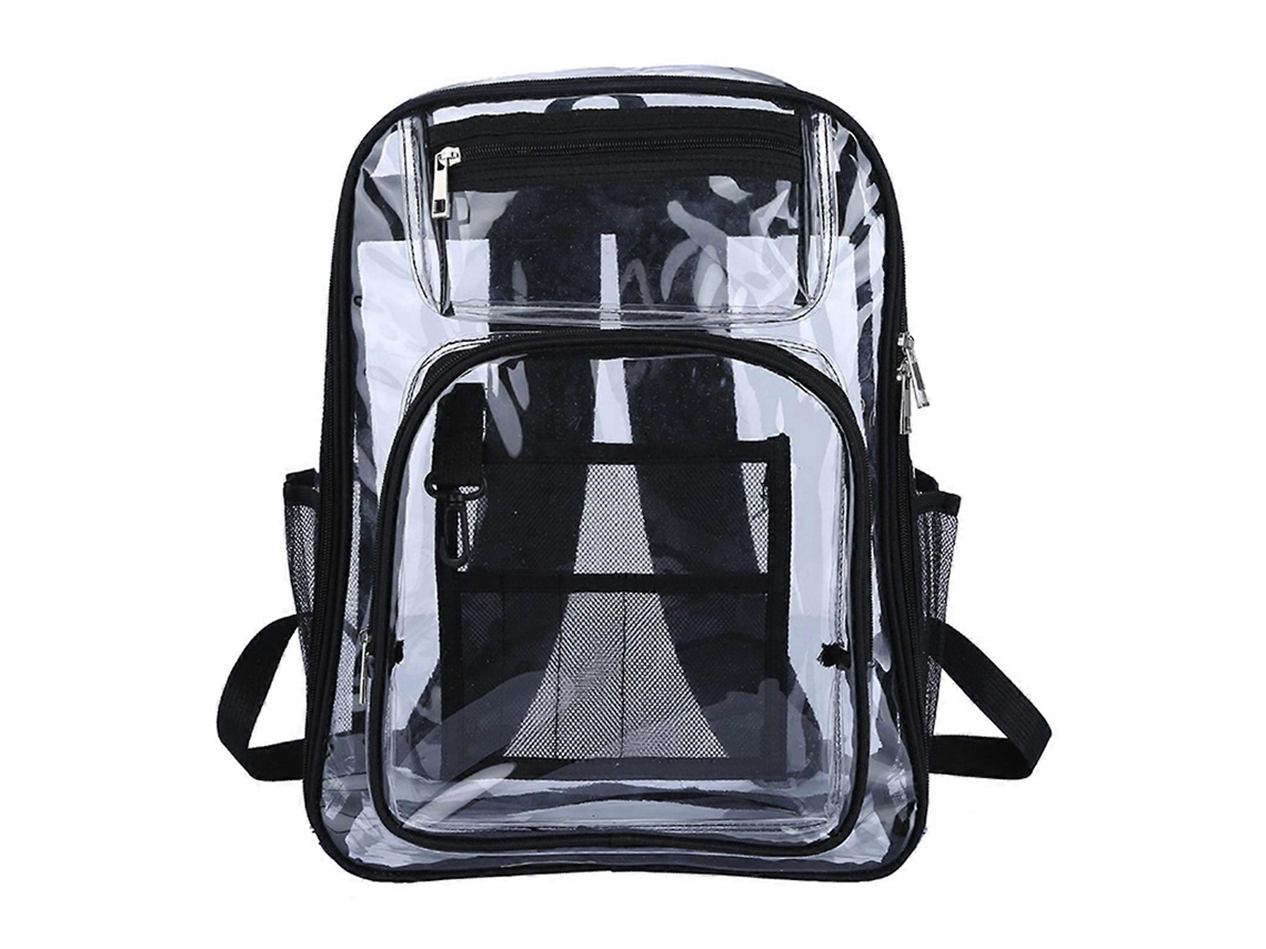 Mochila escolar transparente, sencilla y elegante, ideal para estudiantes.