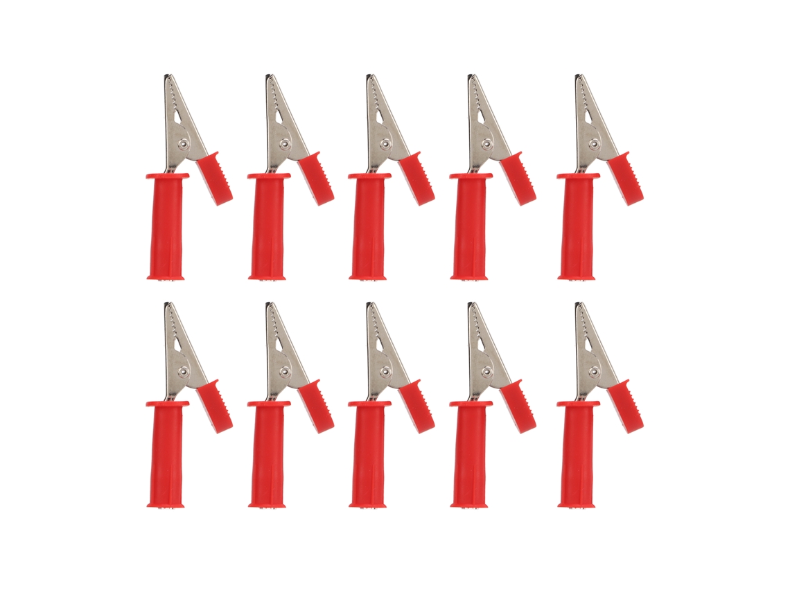 10 Pinzas De Prueba Aisladas De Latón De 5 Mm Con Conector De 4 Mm Para Pruebas Experimentales Y Cableado Automotriz - Rojo