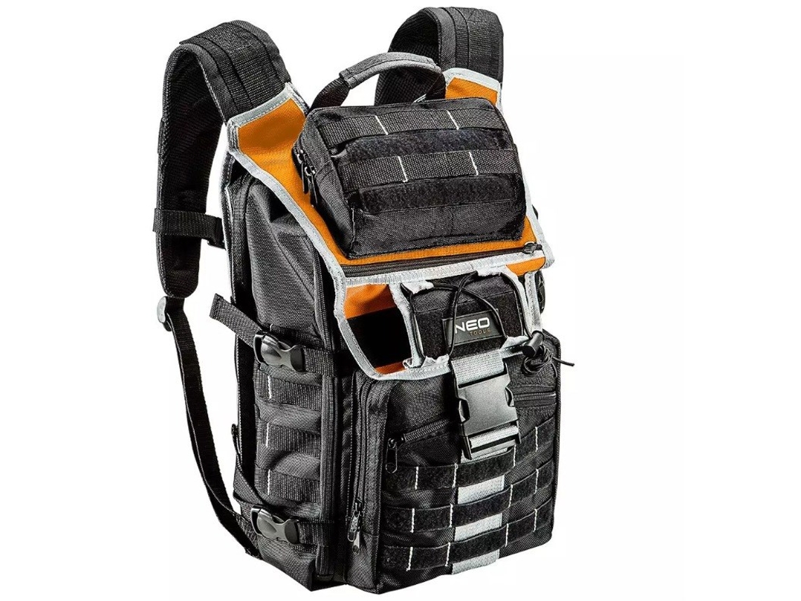Mochila de Ensamblador 4 Bolsillos Externos y 18 Internos, Correas Ajustables Neo Tools