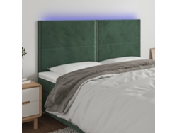 Cabecero Con Luces Led Terciopelo Verde Oscuro 180x5x118/128 Cm