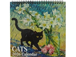Agenda mensual de enero a diciembre, con temática de gatos y amplios espacios para fechas, Calendario de gatos 2026