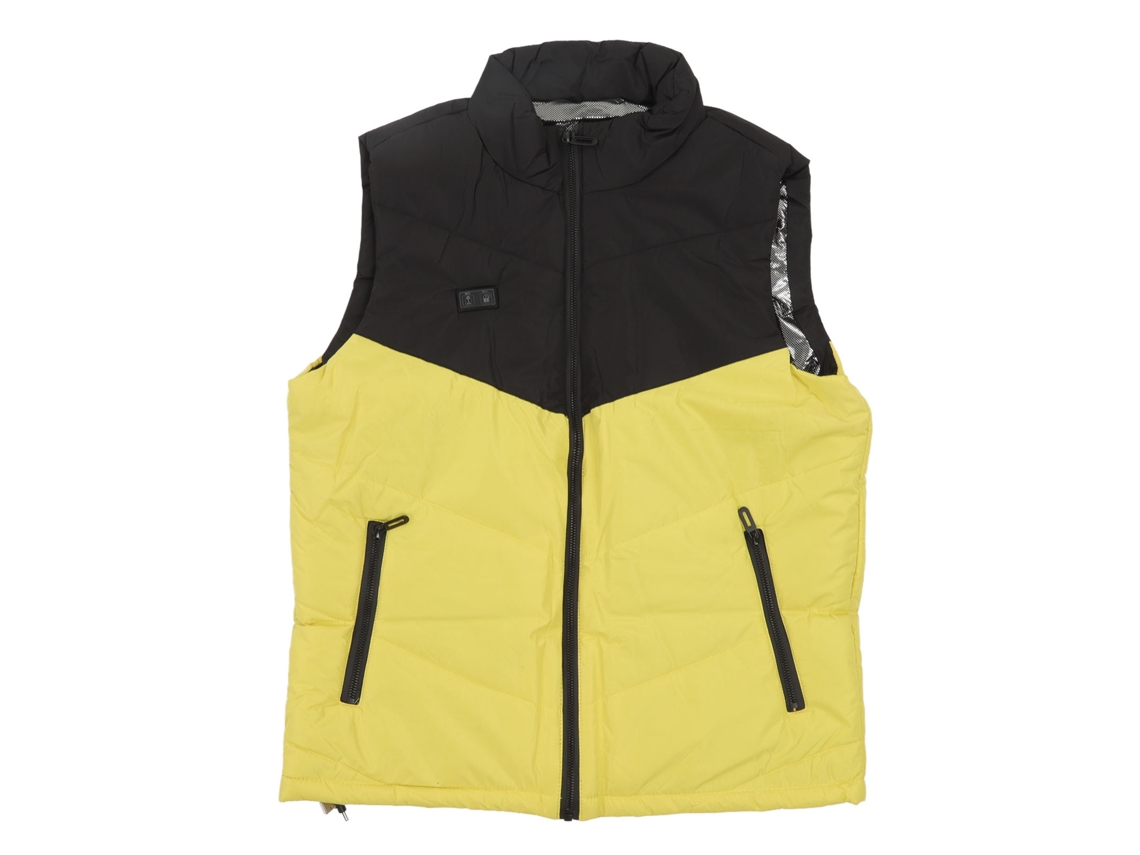 Chaleco Calentado 11 Zonas 3 Niveles Usb Lavable Con Bolsillo Interior Amarillo Negro 2xl 77.5‑82.5kg