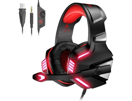 Auriculares para juegos para Ps4 Pc Xbox One Auriculares con cable para juegos con cancelación de ruido y micrófono y LED para BISBISOUS