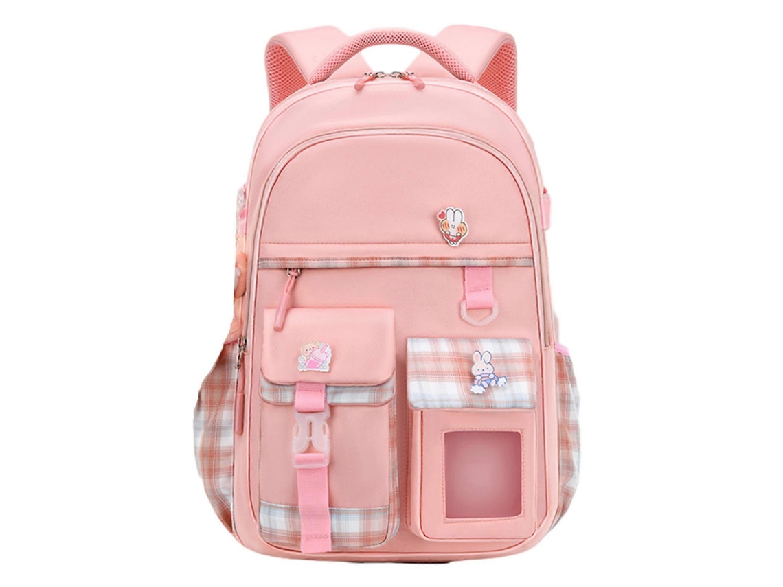 Mochila escolar con diseño de dibujos animados, mochila grande para portátil, mochila transpirable para estudiantes adolescentes, rosa, talla L
