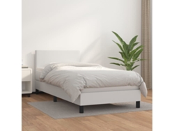 Cama Box Spring Con Colchón Cuero Sintético Blanco 80x200 Cm