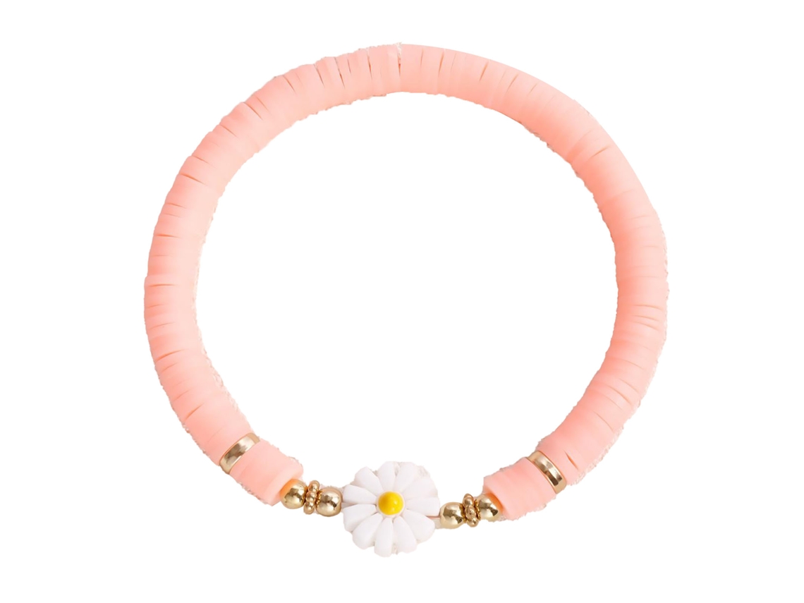 Pulsera De Cuentas De Arcilla Con Margaritas Para Mujer, Ideal Para La Playa En Verano, Tipo 3 F