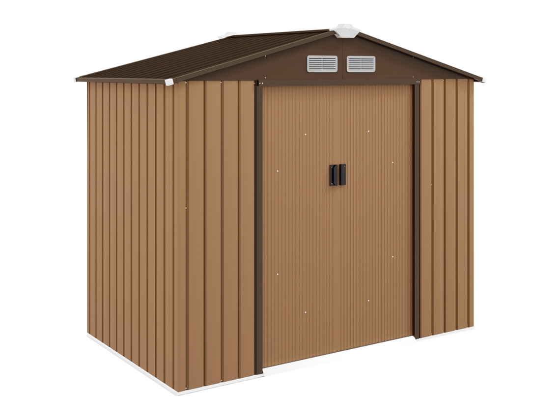 Caseta Jardín Metal Puertas Correderas 2,13x1,30x1,85 Amarillo