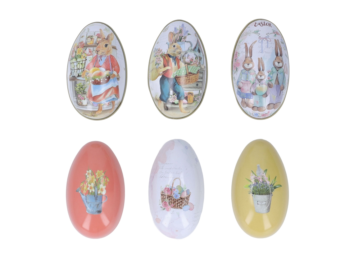 Cajas de metal con forma de huevo de Pascua para dulces y joyas reutilizables