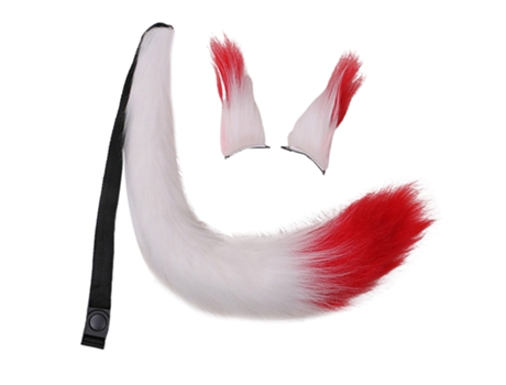 Disfraz De Cola De Orejas De Lobo - Blanco Y Rojo Disfraz De Cola De Orejas De Lobo - Blanco Y Rojo JEIIBRZUI