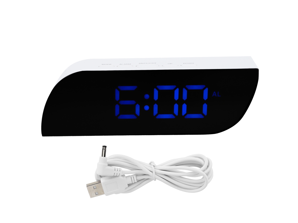 Reloj Digital Led Con Alarma Noche Luz Brillo Ajustable 12/24h Ghy-0801azul