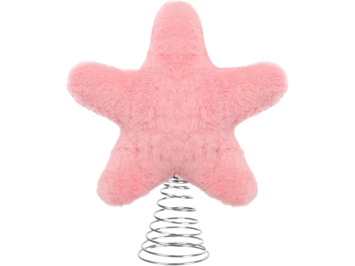 Estrella de Navidad para el árbol, linda estrella de peluche con base de resorte metálico, decoración brillante para el árbol | Par Slowmoose