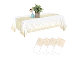 Elegante Mantel De Lunares Blancos Y Dorados, De Mezcla De Lino De Primera Calidad, Resistente Al Agua Y A Las Manchas, Para Decoración De Fiestas.