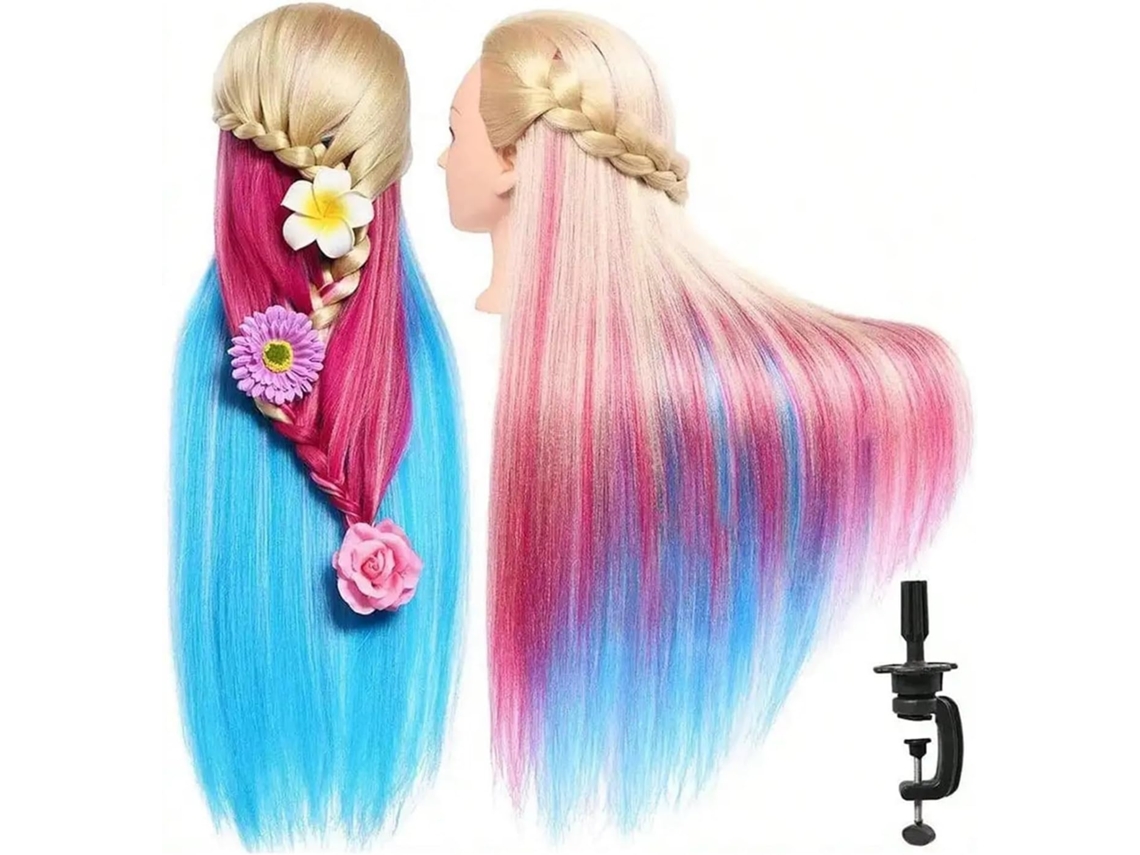 Cabeza De Maniquí Con Cabello, Cabeza De Entrenamiento De Peluquería De 71 Cm, Muñeca Cosmética