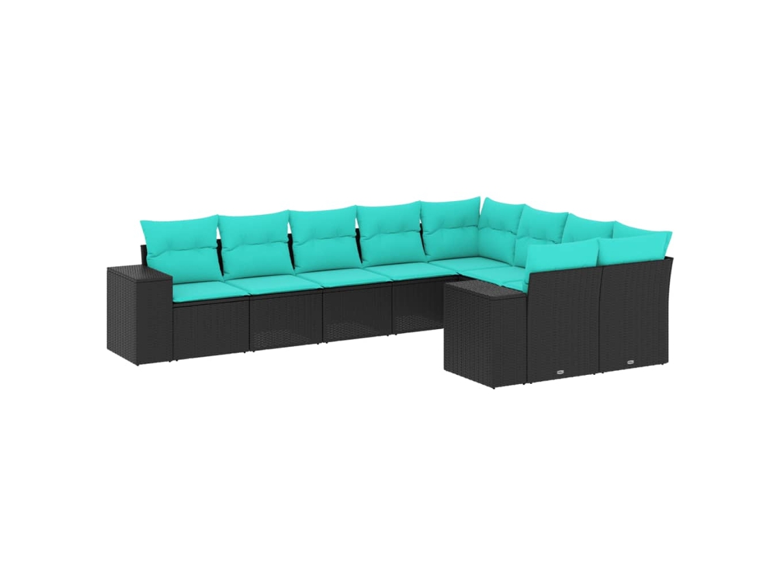 Maison Exclusive - Conjunto De Sofá De Jardín De 9 Piezas Con Cojines, De Poliratán Negro