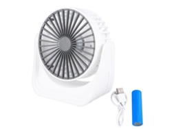 Mini ventilador de escritorio recargable por USB, 3 velocidades, blanco