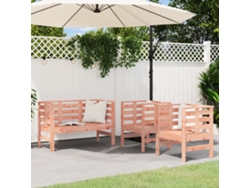 Conjunto de salón de jardín de madera de 3 piezas de Douglas Maciça Dkd Home Decor