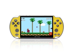 Consola X7plus para dos jugadores, consola portátil de 5.1 pulgadas con pantalla HD grande, consola arcade amarilla Sfushos