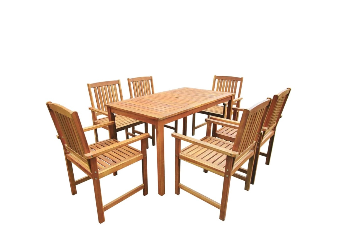 Conjunto 7 de comedor de jardín VIDAXL madera maciza de acacia