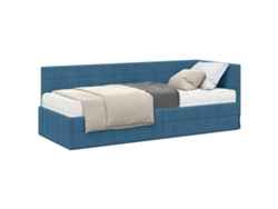 Maison Exclusive - Estructura De Cama Esquina Con Colchón 2 Pcs Azul Terciopelo