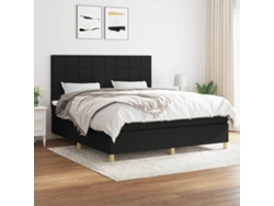 Cama Box Spring Con Colchón Tela Negro 180x200 Cm