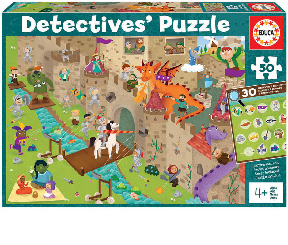 Puzzle EDUCA Detective Puzzles 50 Piezas Castillo (Edad Mínima: 4 Años - 50 Piezas)
