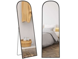 Espejo de pie de 50 x 161,5 cm, marco de aluminio negro con esquinas redondeadas, ideal para entrada, dormitorio o armario - Bga Store