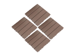 Juego de 4 adoquines entrelazados para patio, exterior, de plástico compuesto con diseño de madera para jardín y balcón, Vayotoy