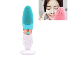 Cepillo de limpieza facial eléctrico de silicona, dispositivo de lavado facial impermeable con vibración ultrasónica (azul)