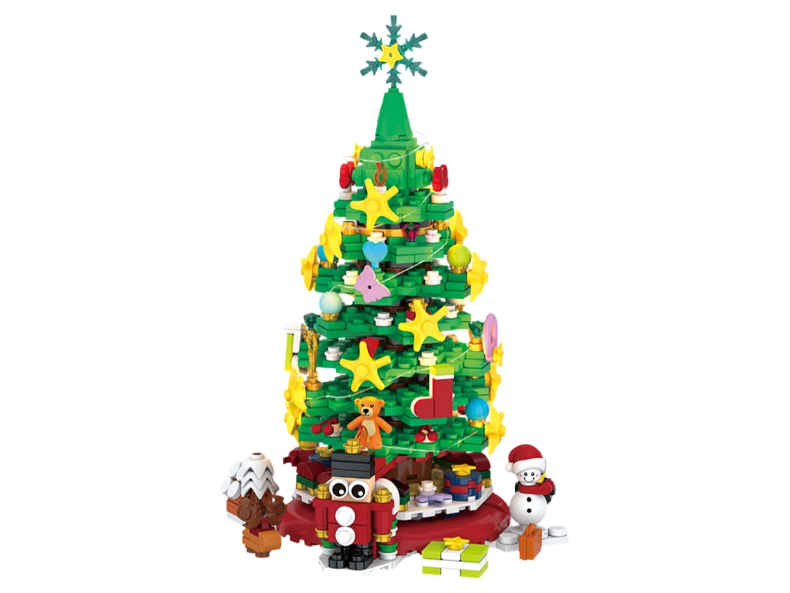 Juguete decorativo de mesa con bloques de construcción para árbol de Navidad, compatible con Lego, fabricado en ABS, pilas no incluidas. Mdug