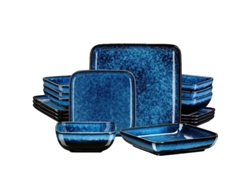 Juego de comedor, diseño cuadrado verde, material cerámico, azul, 16 piezas OEM