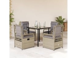 Juego de comedor de jardín de 5 piezas con cojines, mimbre sintético beige, DKD Home Decor