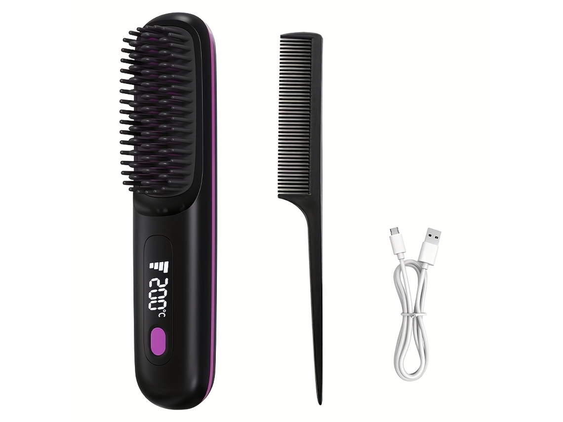 Portátil | Oficina - Una Plancha De Pelo Portátil E Inalámbrica Con Control De Temperatura De 3 Niveles Y Función De Calentamiento Rápido, A