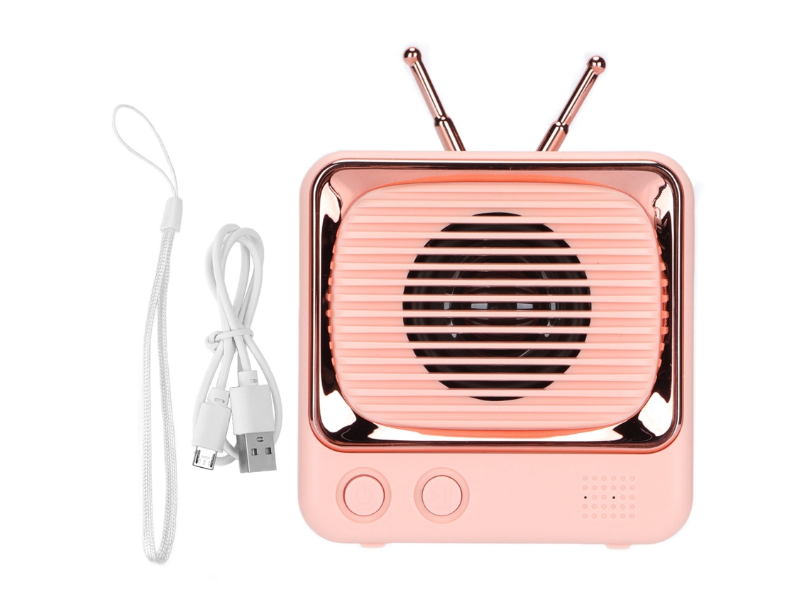 Alto-falante Bt 5.0 Portátil Leve Mini Design Retrô Em Forma De Tv Estilo Clássico Rosa Com Som Hifi