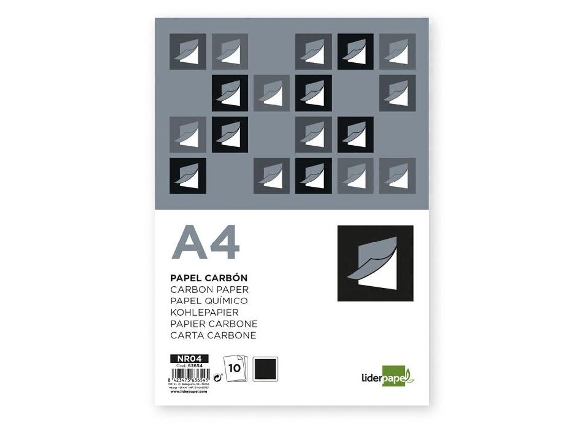 Liderpapel Papel Carbón con Color Intenso A4 - Negro, 10 Hojas