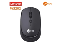 Mouse Sem Fio Lenovo Ws202 2.4g Óptico Com Receptor Usb Ergonômico Para Pc Notebook Office Preto